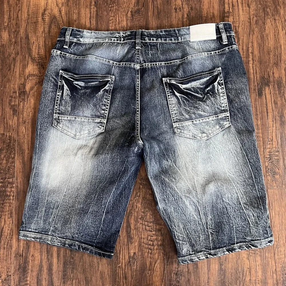 South Pole Denim Shorts Men's 38 Slim Faded White Patch Stitching Y2K Grunge